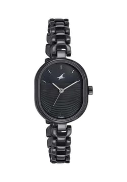 Titan Fastrack Style Up Black Dial Metal Strap Watch for Girls