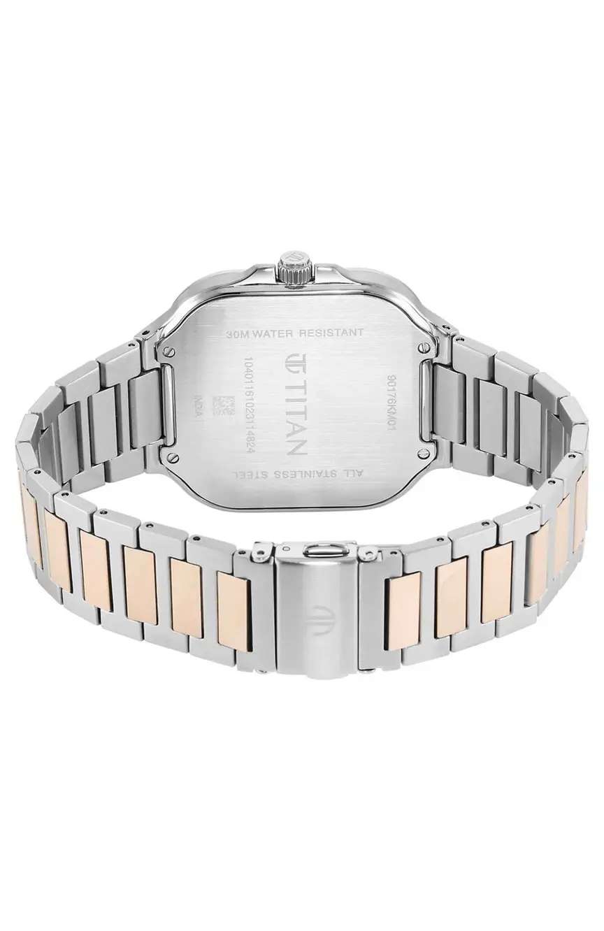 Titan Classique Slim Square Quartz Analog with Date Silver Dial Stainless Steel Strap Watch for Men