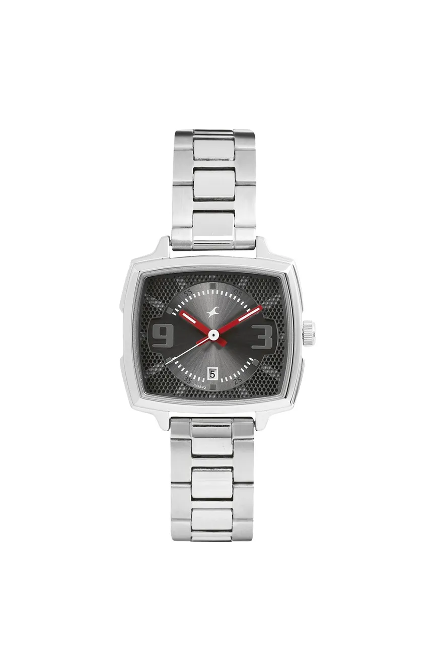 

Titan | Fastrack Loopholes Quartz Analog with Date Grey Dial Stainless Steel Strap Watch for Girls