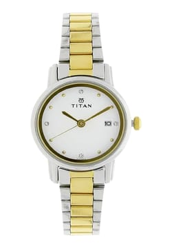 Titan Karishma White Dial Analog with Date Stainless Steel Strap watch for Women