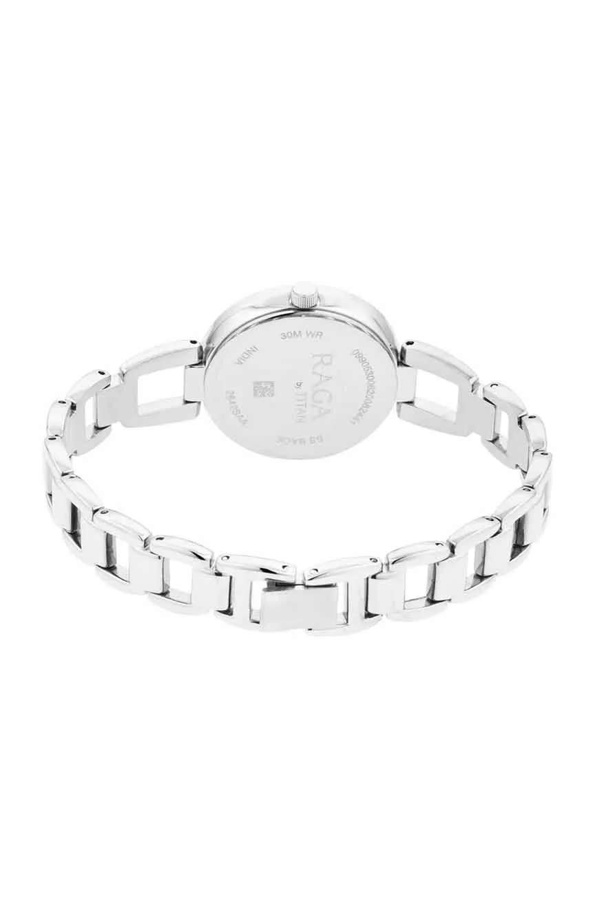 Titan Raga Viva Grey Dial Analog with Date Silver Metal Strap Watch for Women