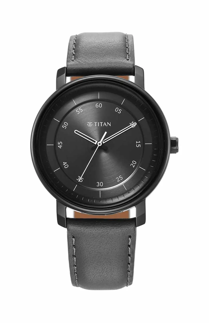 

Titan | Titan Workwear Quartz Analog Anthracite Dial Leather Strap Watch for Men