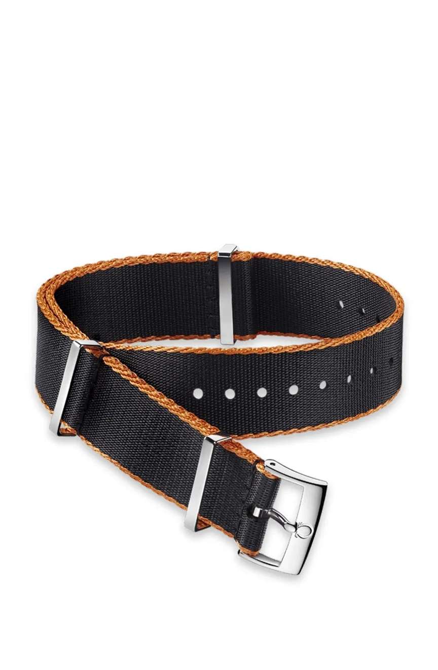 OMEGA Polyamide, black orange bordered, Nato Strap