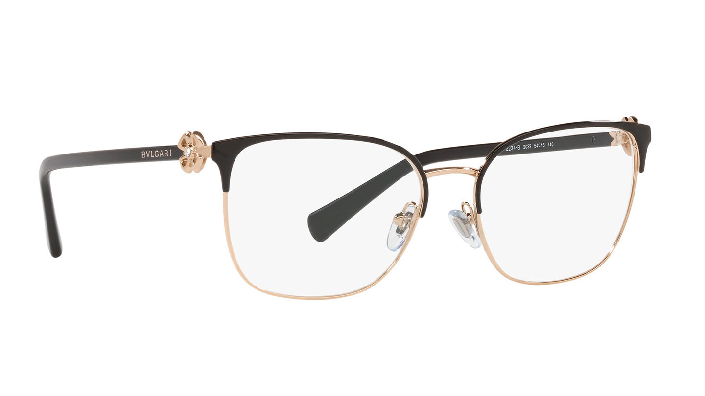 Bvlgari Women Rectangle Pink Gold Optical Frames | RivoliShop.com