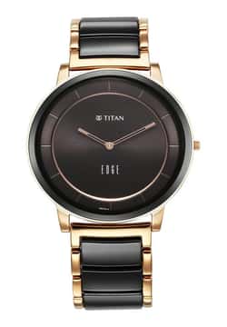 Titan Edge Fusion Quartz Analog Black Dial Black Steel & Ceramic Strap Watch for Men