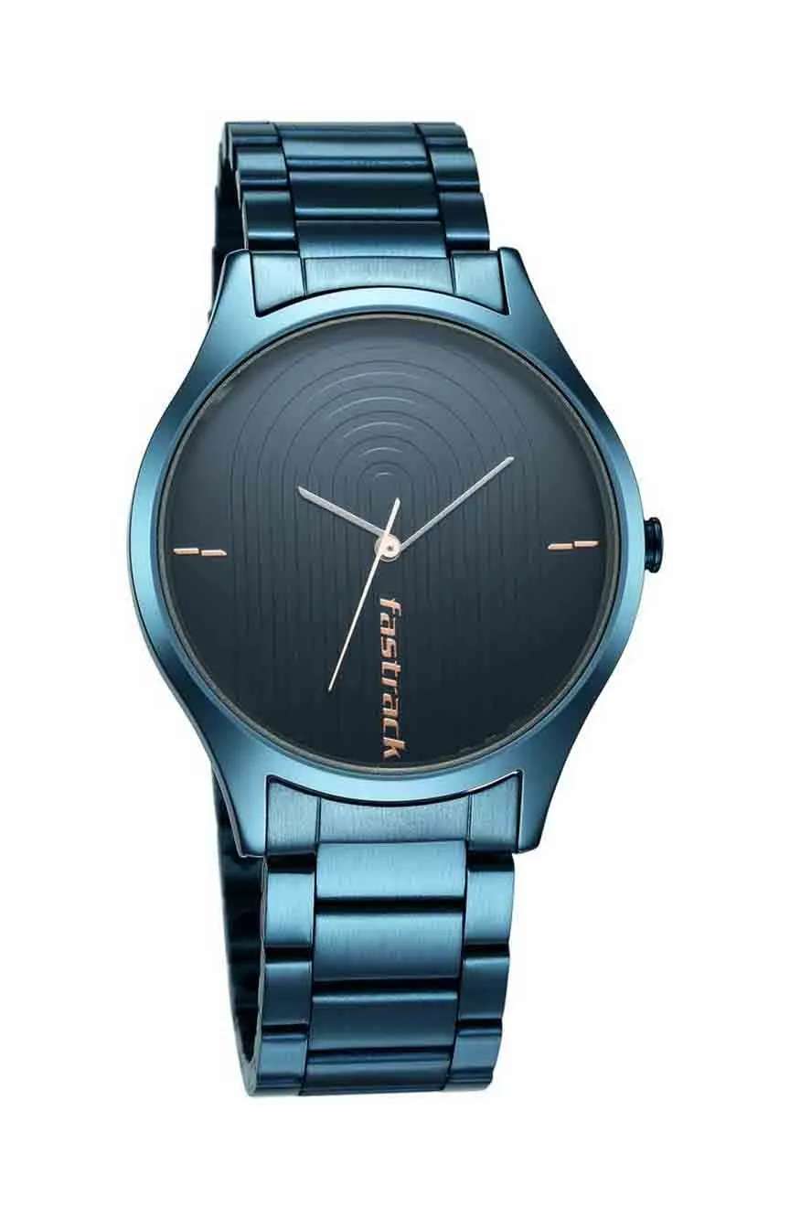 Titan Fastrack Style Up Quartz Analog Blue Dial Stainless Steel Strap Watch for Guys