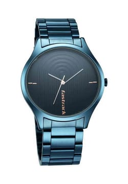 Titan Fastrack Style Up Quartz Analog Blue Dial Stainless Steel Strap Watch for Guys