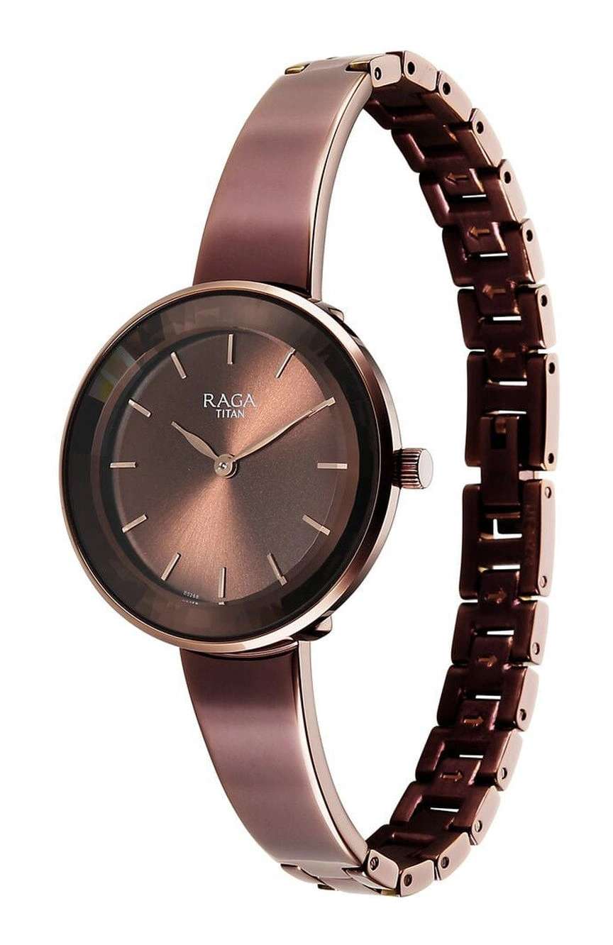 Titan Raga Showstopper Quartz Analog Brown Dial Metal Strap Watch For Women