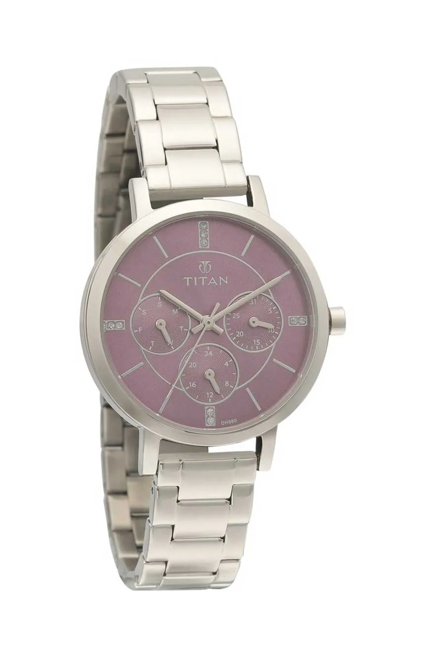 

Titan | Titan Quartz Multifunction Purple Dial Stainless Steel Strap Watch for Women