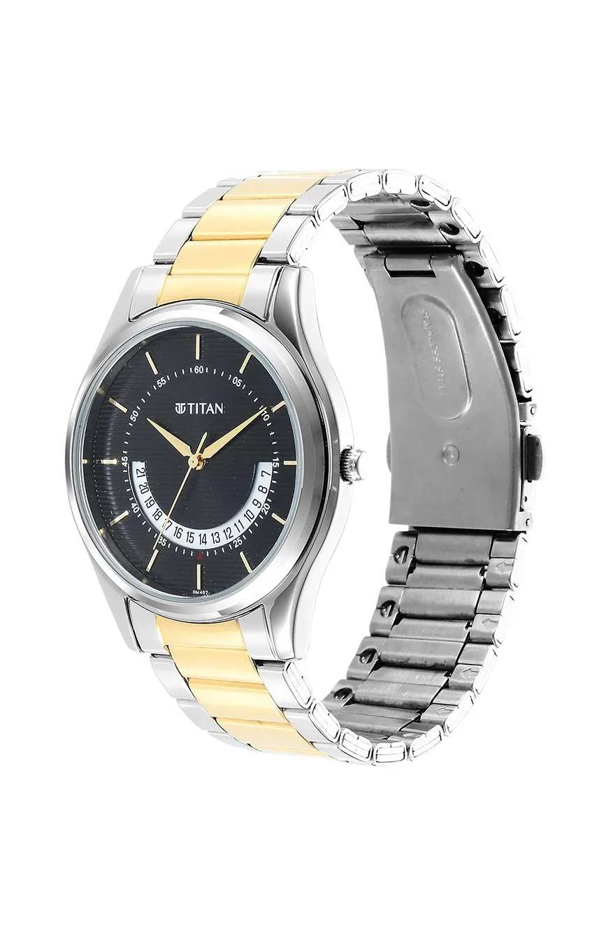 Titan Men's Multifunction Karishma: Two-Tone Steel Elegance Watch