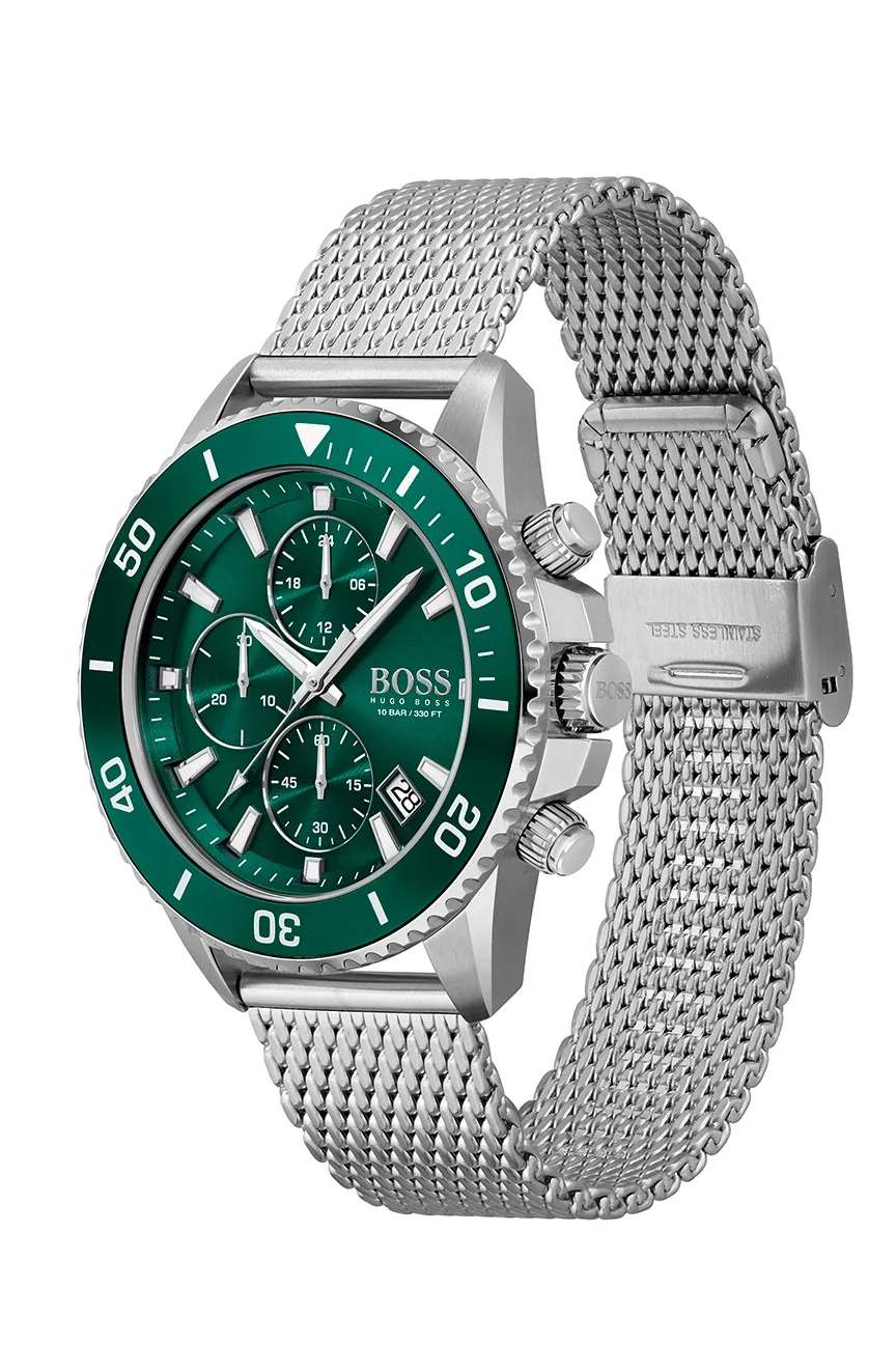 بوص ساعة يد رجالية بسوار ستانلس ستيل من بوص بتقنية الكوارتز - 1513905