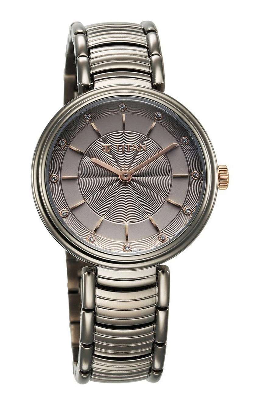 Titan Aura Quartz Analog Titanium Dial With Titanium Stainless Steel Strap Watch for Women