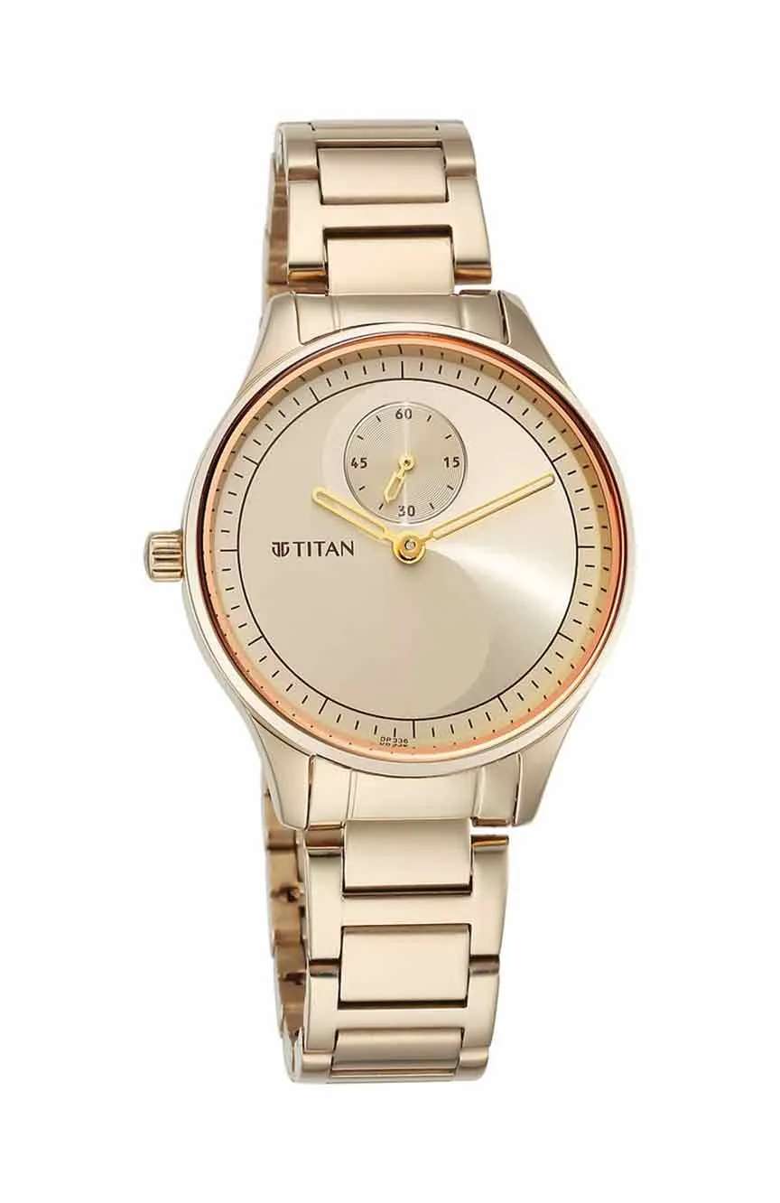 Titan Yin & Yang Light Champange Dial Analog Stainless steel Strap Watch for Women