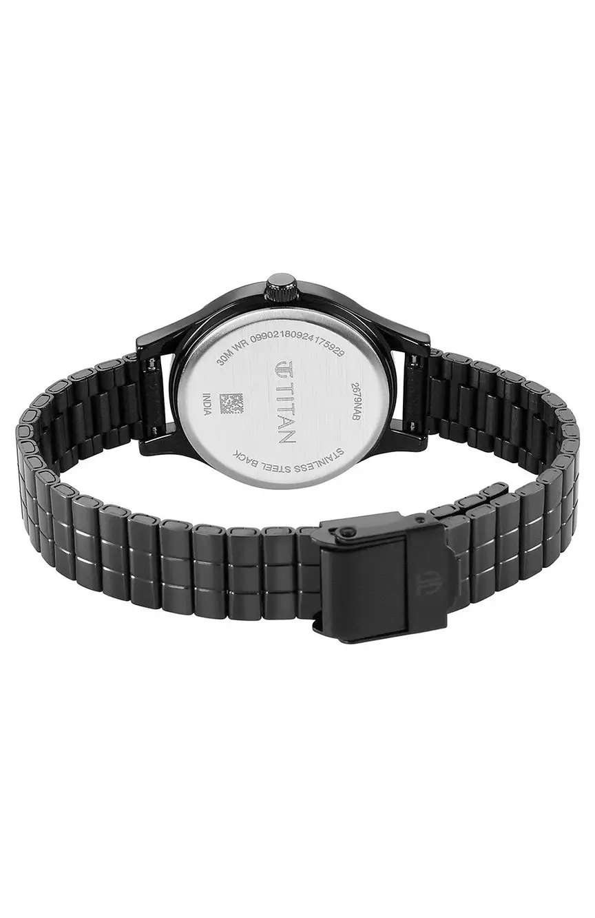 Titan Karishma Quartz Analog Blue Dial Black Stainless Steel Strap Watch For Women