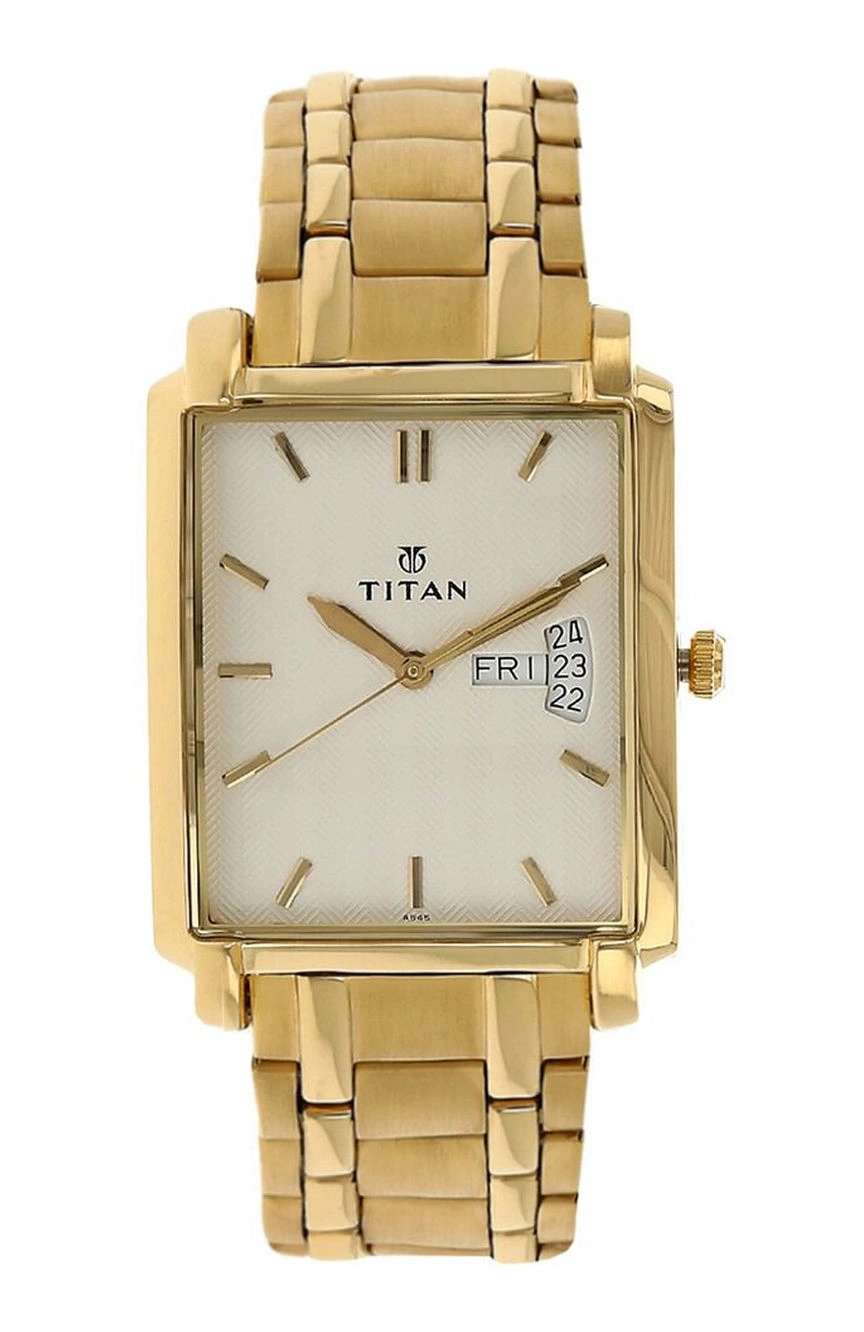 Titan Analog with Day and Date Silver Dial Quartz Stainless Steel Strap Watch for Men