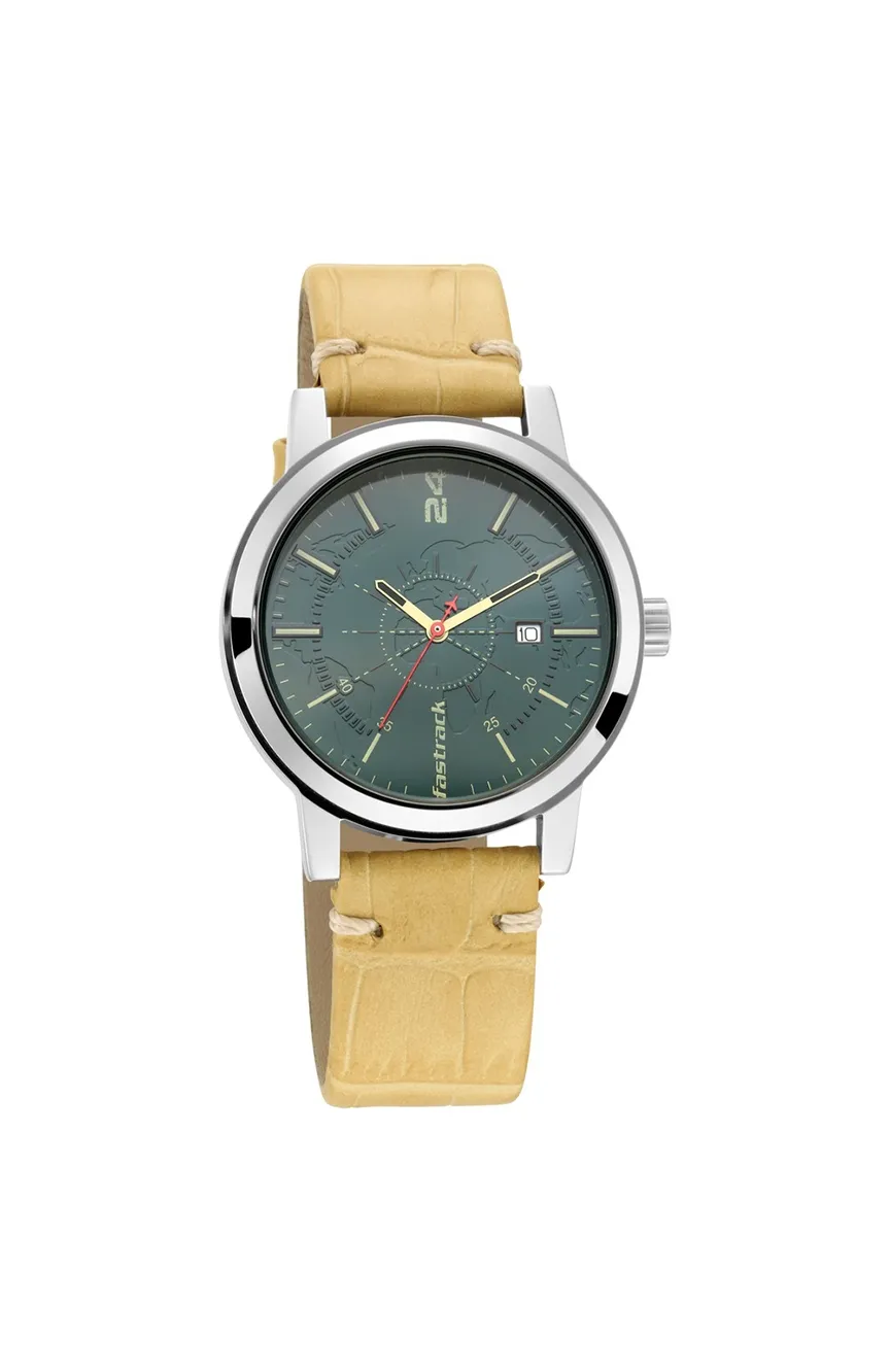 

Titan | boys Fastrack Tripster Quartz Analog Green Dial Leather Strap Watch for Guys