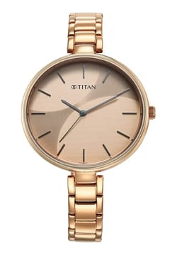 Titan Purple Stackables Quartz Analog Two Toned Dial Stainless Steel Strap Watch for Women