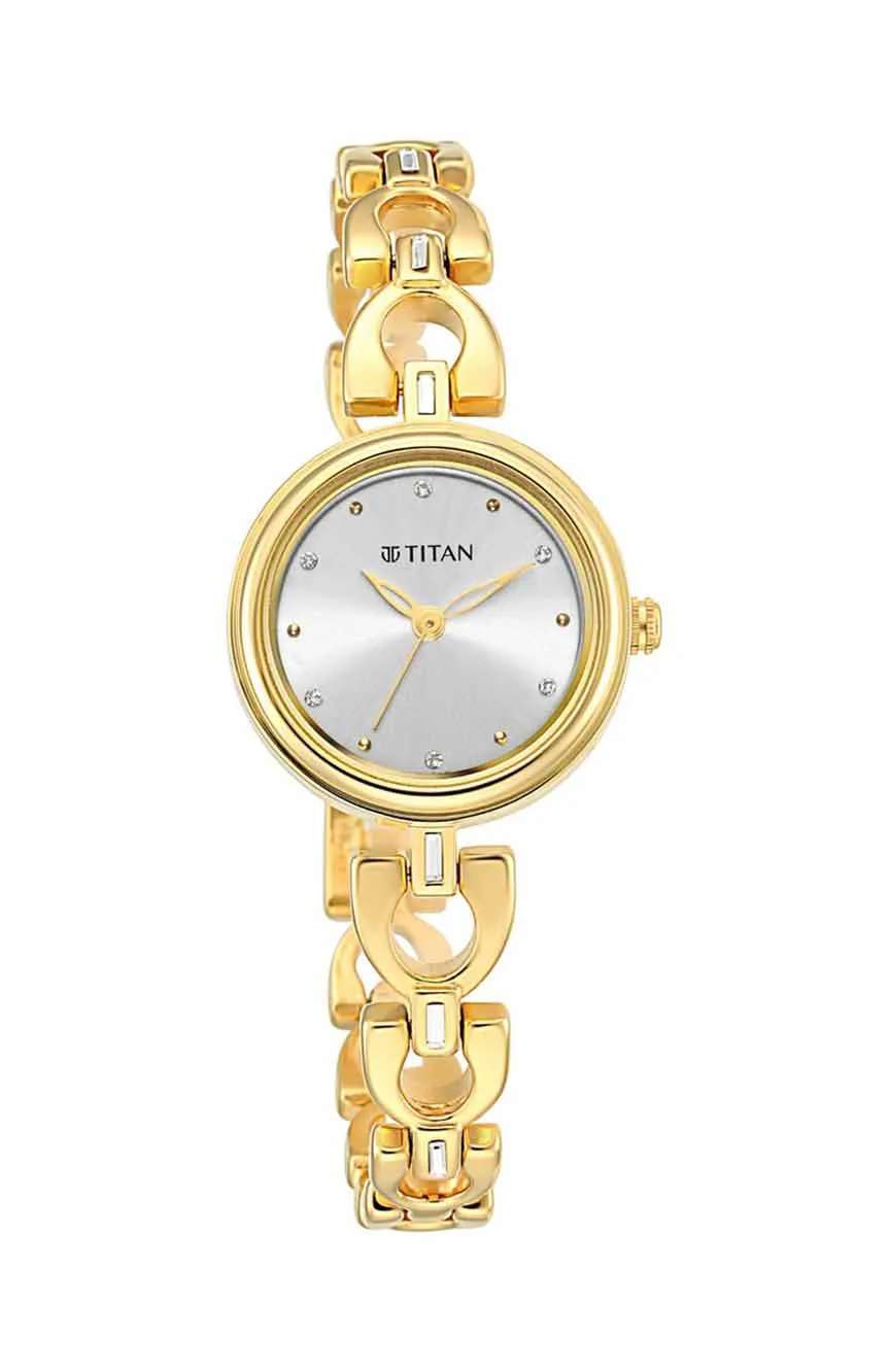 Titan Lagan Silver Dial Analog Metal Strap Watch for Women
