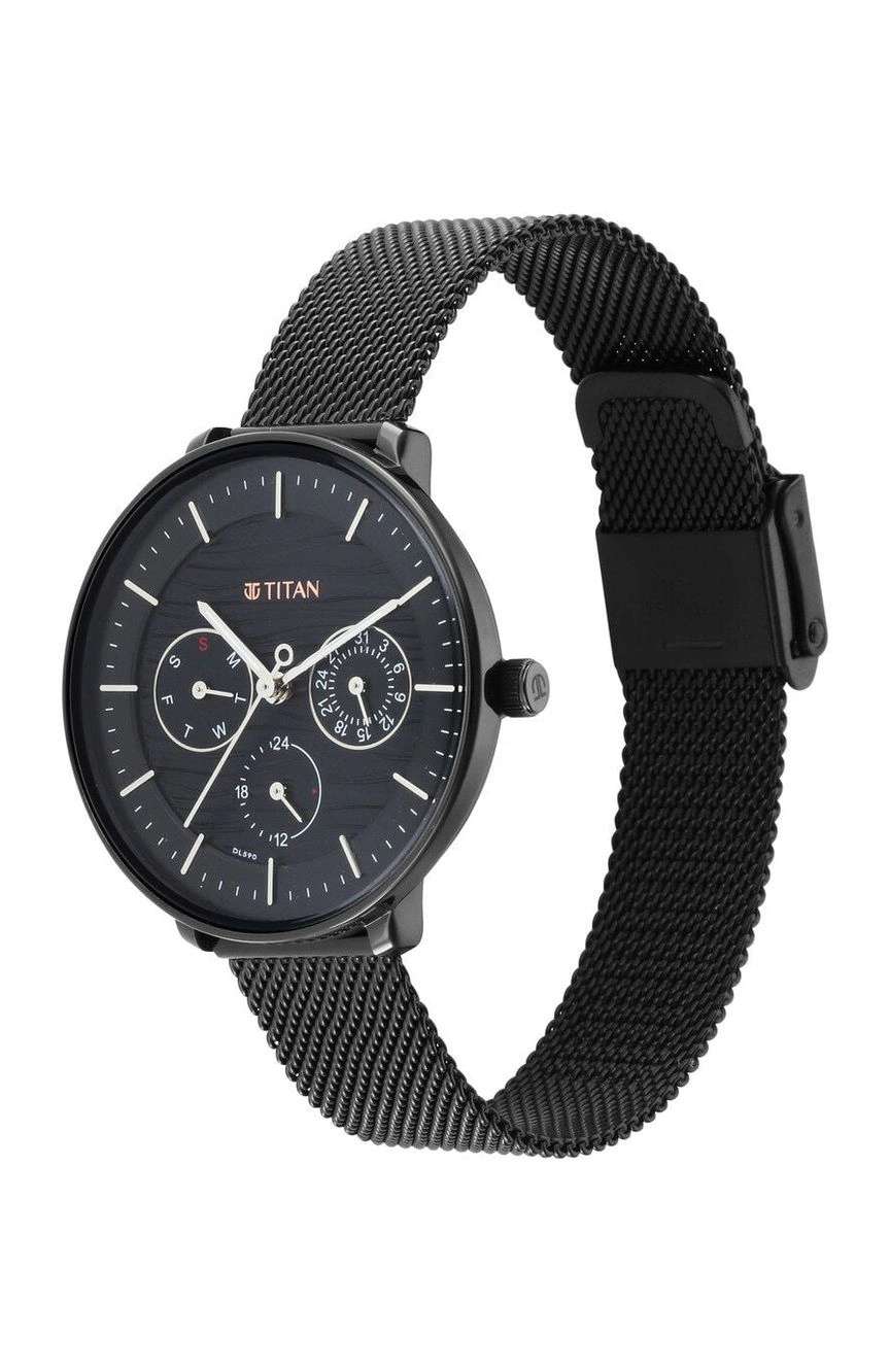 Titan Women's Svelte Green: Multi-Function Watch with Metal Strap