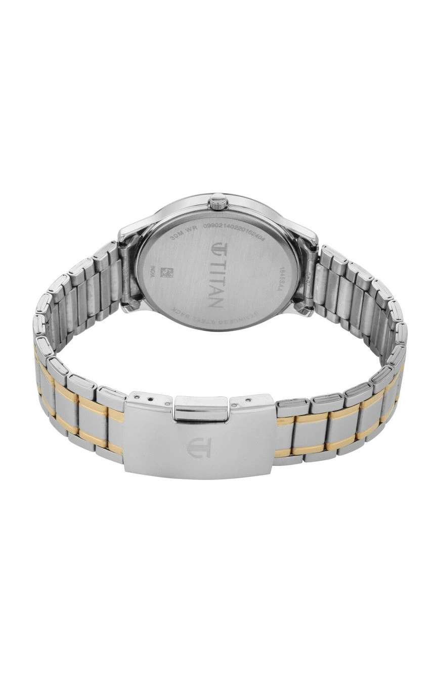 تيتان ساعة تيتان كوارتز بميناء أسود وسوار معدني للرجال