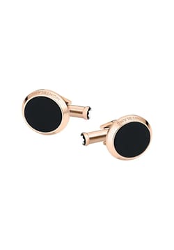 Montblanc Meisterstuck Cuff Links, Round, Steel, Rg Pvd, Onyx