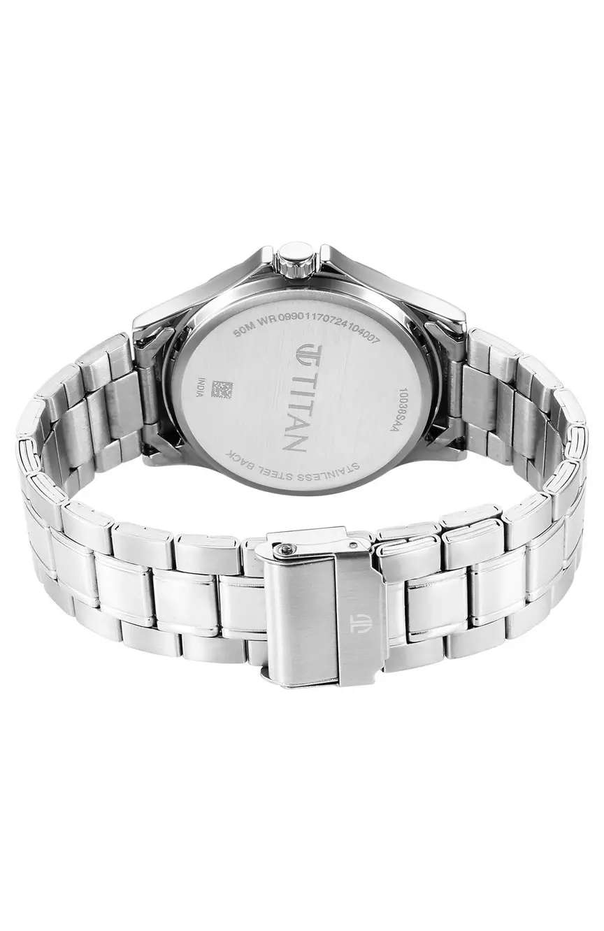 Titan Karishma Quartz Analog with Date Blue Dial Stainless Steel Strap Watch For Men