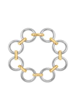 Bangle-Up Multi-ring two tone clasp bracelet in gilded rhodium brass