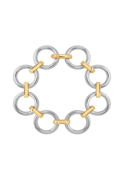 Bangle-Up Multi-ring two tone clasp bracelet in gilded rhodium brass