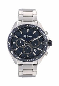 Titan Octane Blue Dial Chronograph Stainless Steel Strap watch for Men