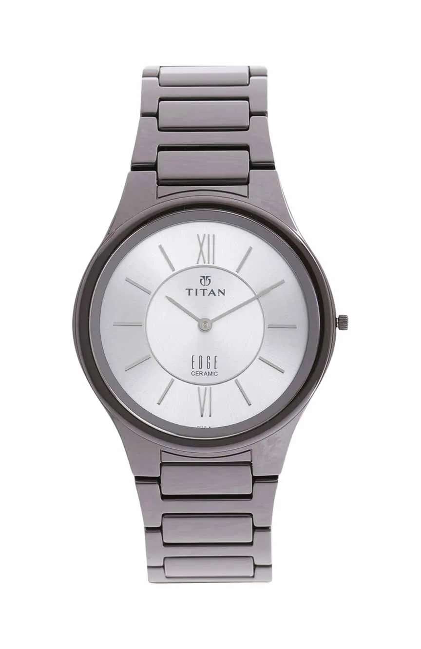 Titan Edge Ceramic Silver Dial Analog Ceramic Strap watch for Men
