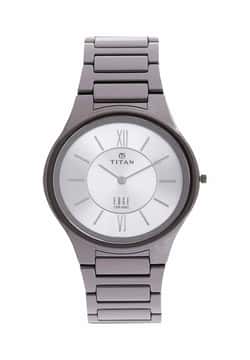 Titan Edge Ceramic Silver Dial Analog Ceramic Strap watch for Men