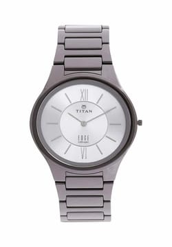 Titan Edge Ceramic Silver Dial Analog Ceramic Strap watch for Men