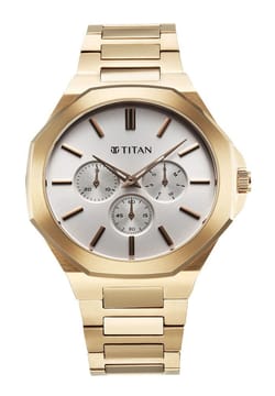 Titan Classic Slim Multifunction Multifunction Silver Dial Carnation Gold Stainless Steel Strap Watch For Men