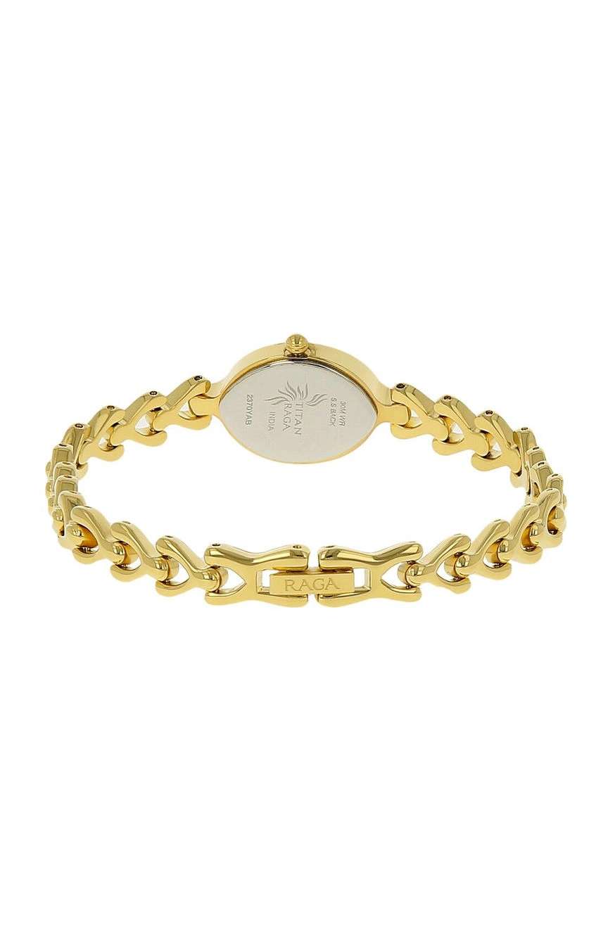 تيتان ساعة تيتان راجا بميناء أبيض وسوار معدني للنساء