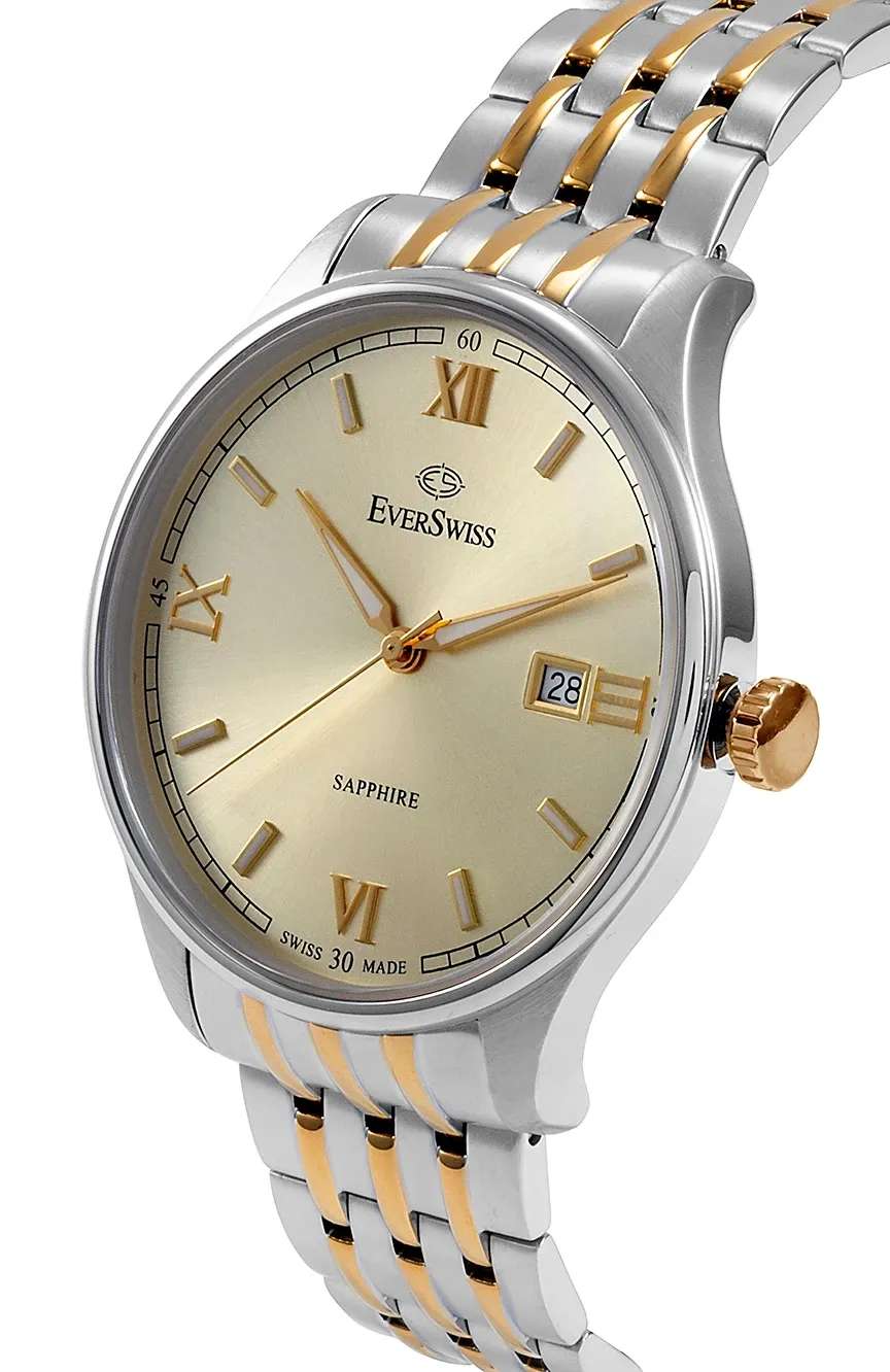 EverSwiss Ladies Silver Yellow Gold Stainless Steel watch