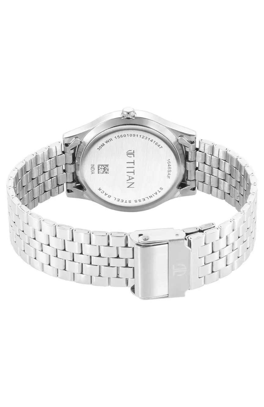 Titan Karishma Zing Quartz Analog Green Dial Silver Stainless Steel Strap Watch For Men