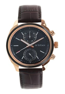 Titan Quartz Multifunction Blue Dial Leather Strap Watch for Men