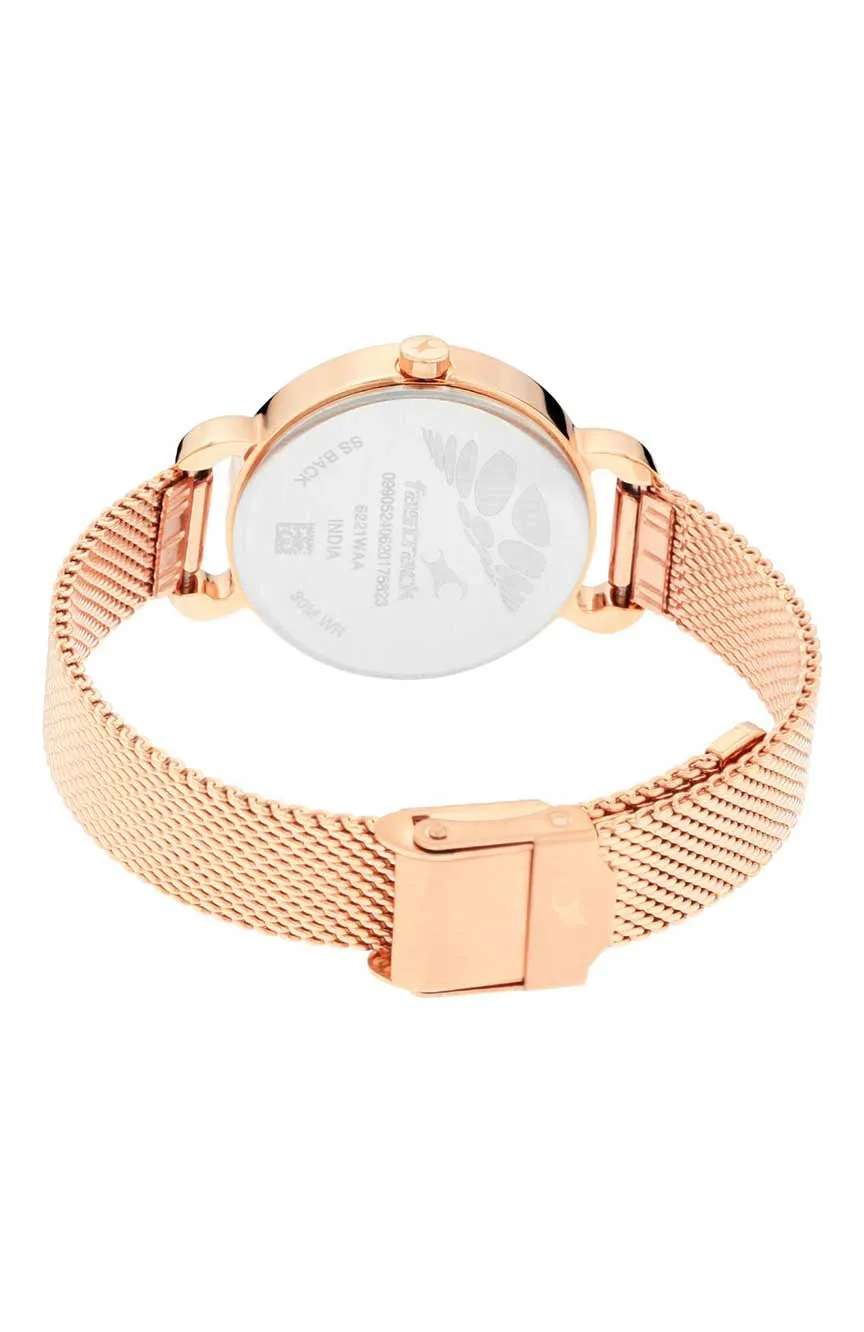 Titan Fastrack Animal Print Quartz Analog Bicolour Dial Stainless Steel Strap Watch for Girls