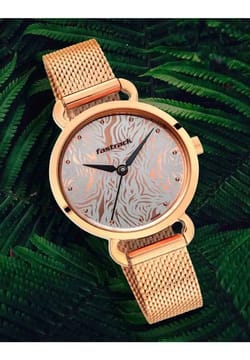 Titan Fastrack Animal Print Quartz Analog Bicolour Dial Stainless Steel Strap Watch for Girls