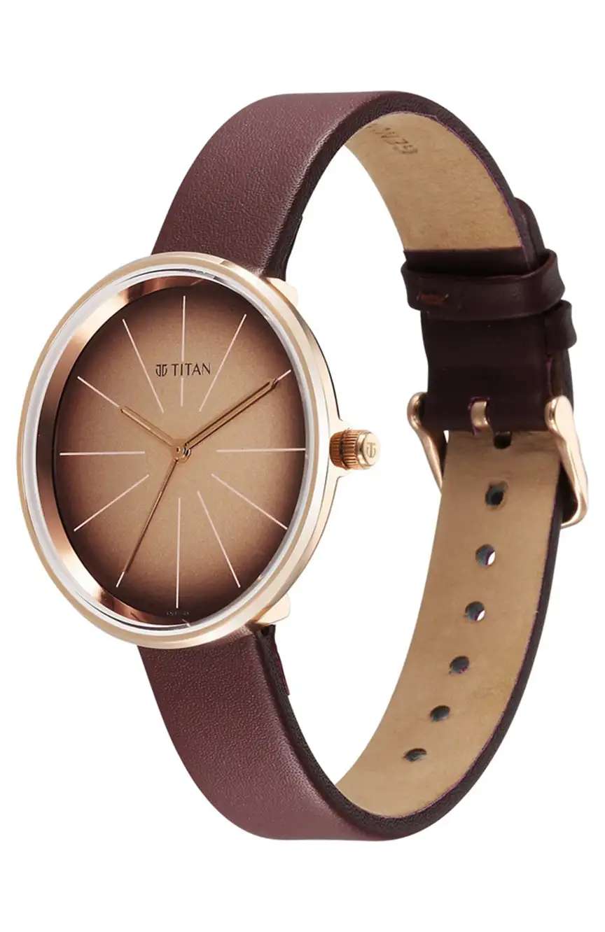 Titan Stackables Quartz Analog Brown Dial Leather Strap Watch For Women
