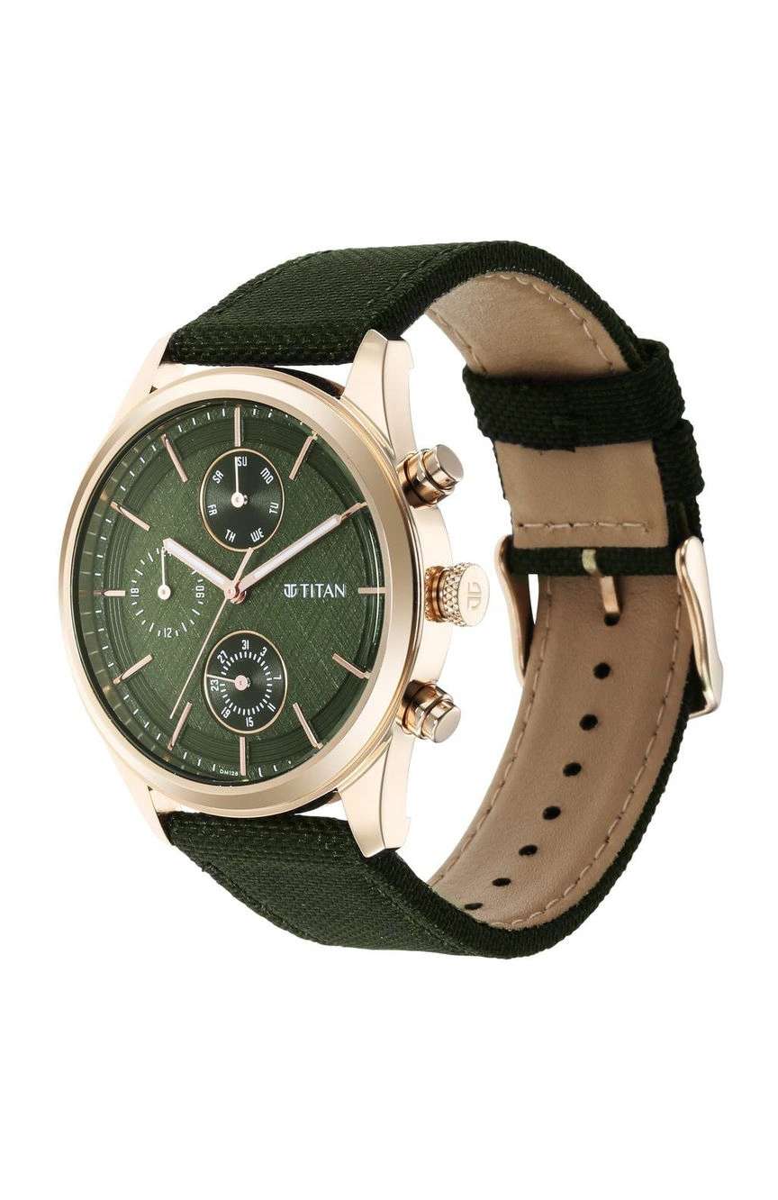Titan Neo Splash Green Dial Quartz Analog with Date Fabric Strap watch for Men