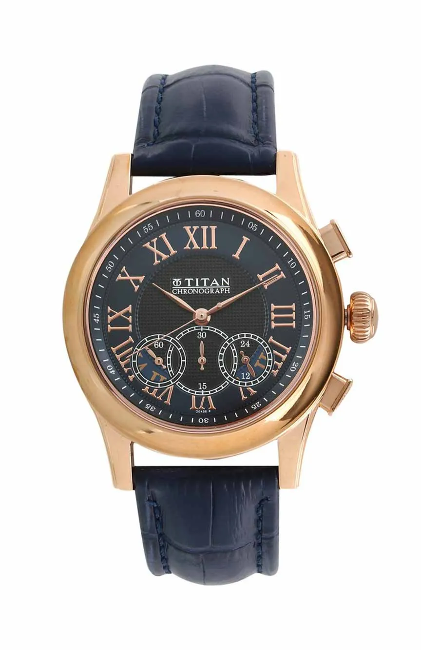 

Titan | Titan Chrono Classic Blue Dial Chronograph Leather Strap watch for Men