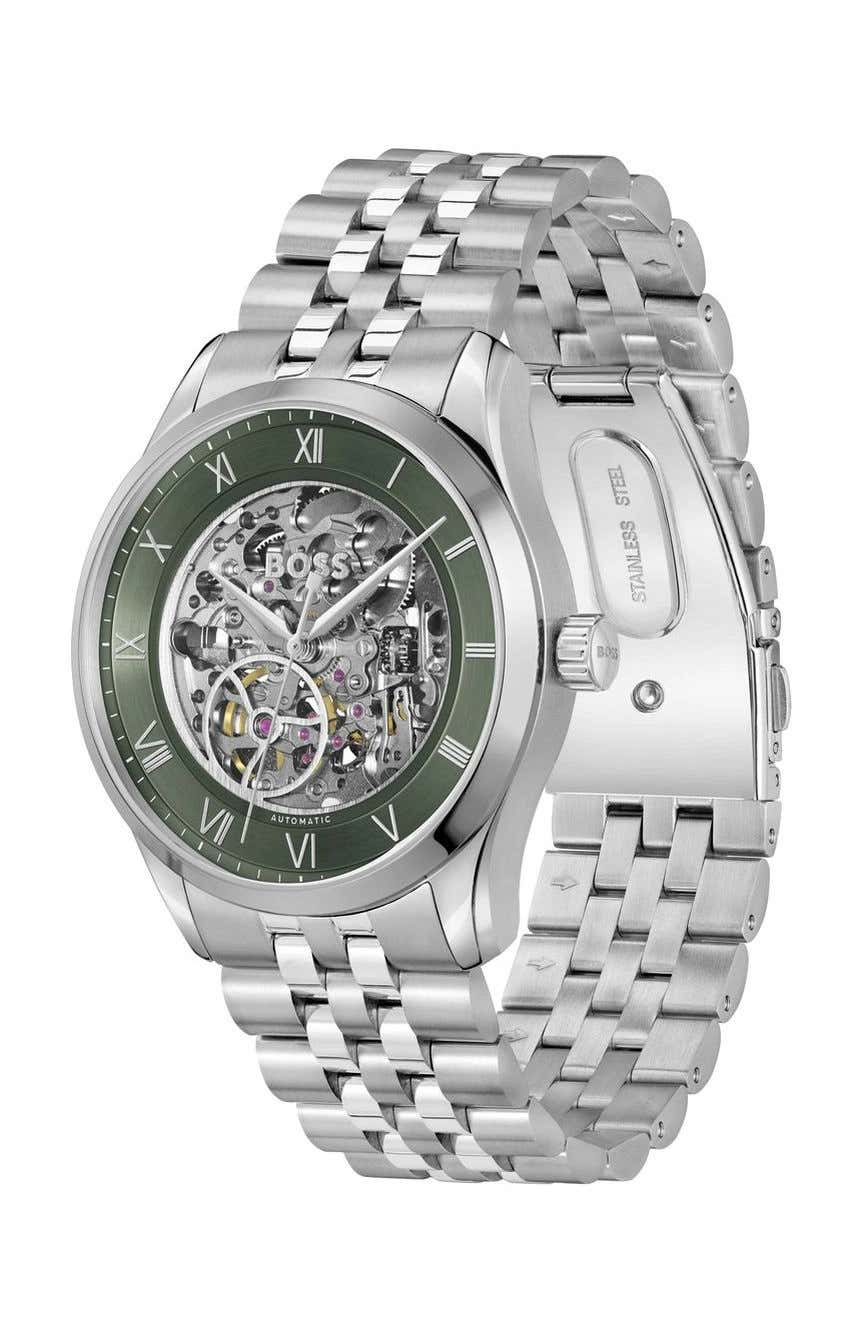 بوص ساعة بوص برينسيبل سكيليتون مستديرة بسوار من الفولاذ المقاوم للصدأ مقاس 41 مم للرجال