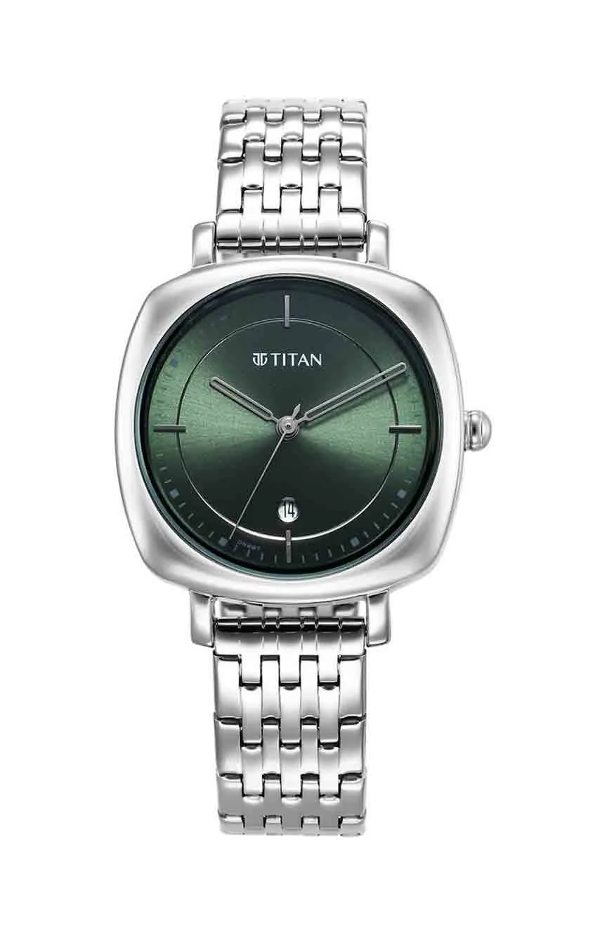 

Titan | Titan Shaped Case Green Dial Metal Strap Watch