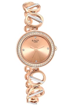 Titan Raga Viva Quartz Analog Rose Gold Dial Two Toned Metal Strap Watch For Women