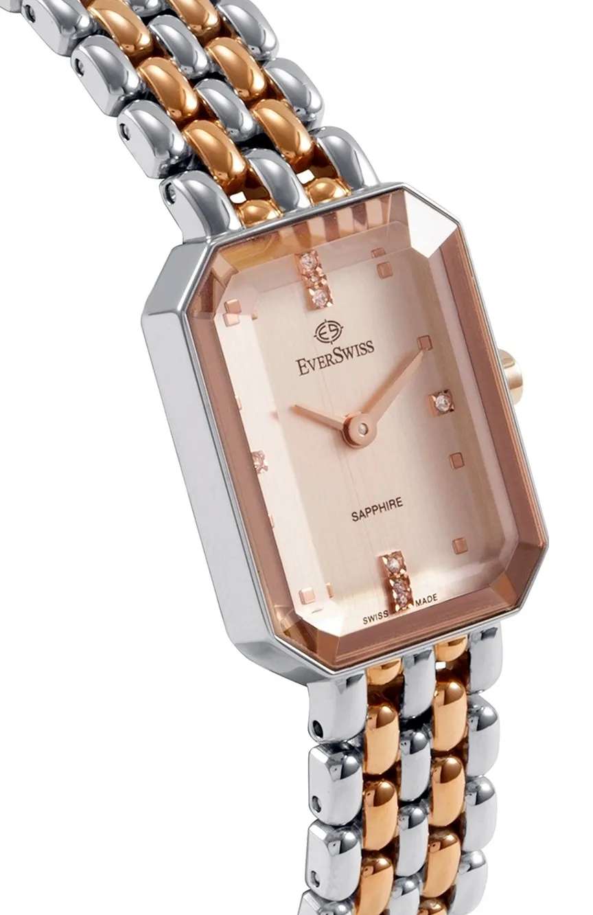 EverSwiss Ladies Silver Rose Gold Stainless Steel watch