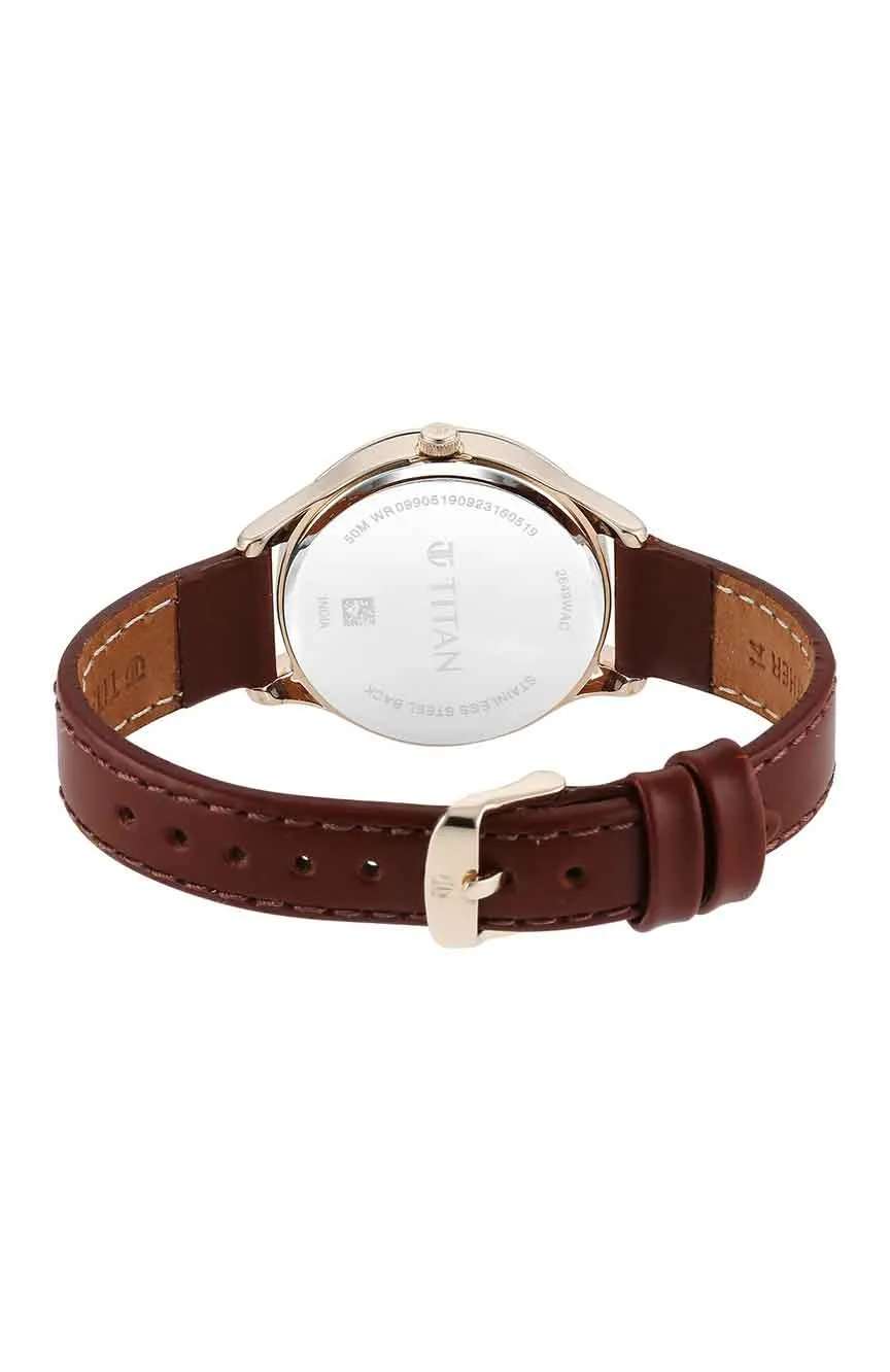 تيتان ساعة تيتان يين آند يانج بميناء أحمر وسوار جلدي للنساء