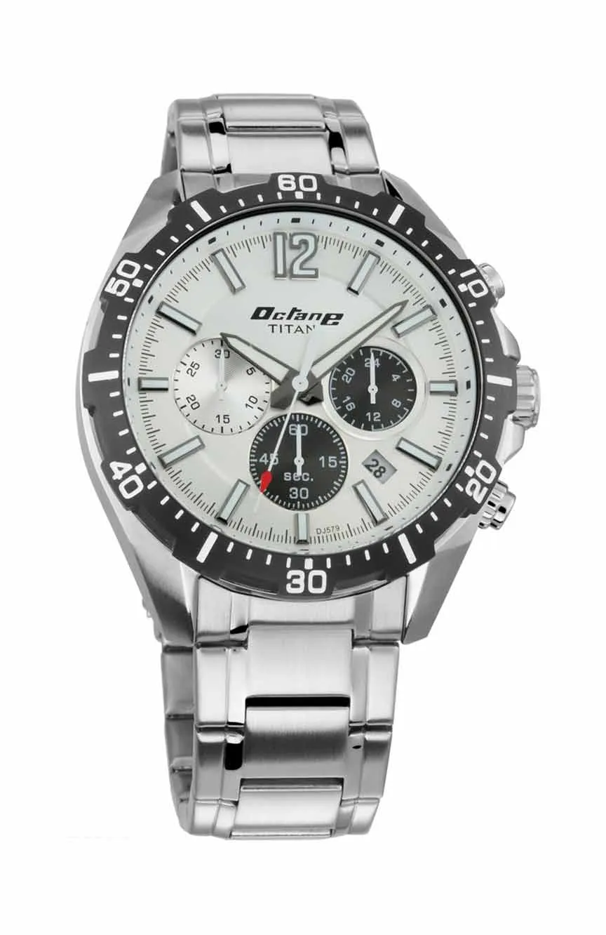 

Titan | Titan Quartz Chronograph Silver Dial Stainless Steel Strap Watch for Men