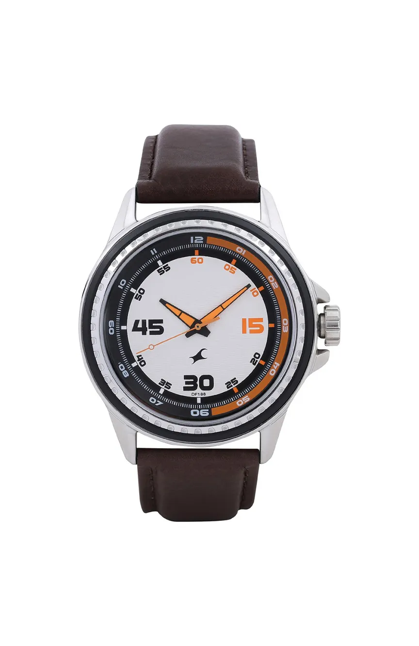 

Titan | boys Fastrack Quartz Analog White Dial Leather Strap Watch for Guys