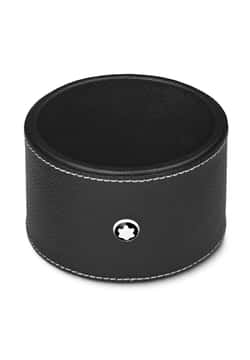 Montblanc Round Desk Tray In Black Leather (Medium)